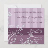 Paarse Floral Bridal Luncheon Kaart (Achterkant)