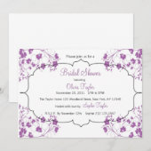 Paarse Floral Bridal Uitnodiging (Voorkant / Achterkant)