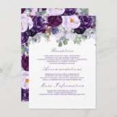 Paarse Floral bruiloft informatie Gast Kaart (Voorkant / Achterkant)