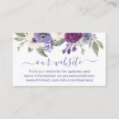 Paarse Floral bruiloft website Informatiekaartje (Voorkant)
