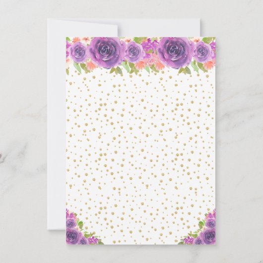 Paarse Floral Brunette Hair Princess Sweet Sixteen Bedankkaart (Achterkant)