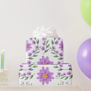 Paarse Floral Cadeaupapier