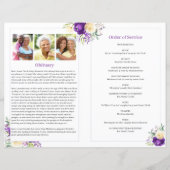 Paarse Floral Celebration of Life Funeral Programm (Achterkant)
