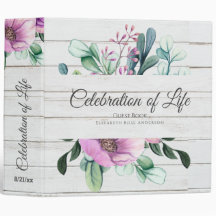 Paarse Floral Celebration of Life Guest Book