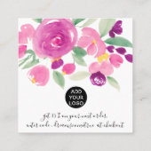Paarse floral chic script font order bedankt u vierkante visitekaartje (Achterkant)