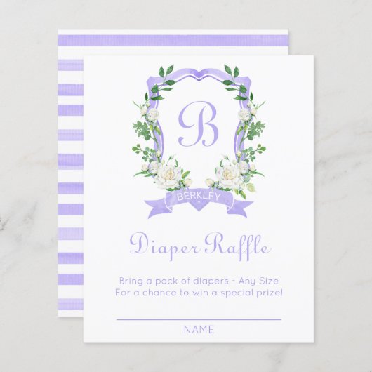 Paarse Floral Crest Diaper Raffle (Voorkant / Achterkant)