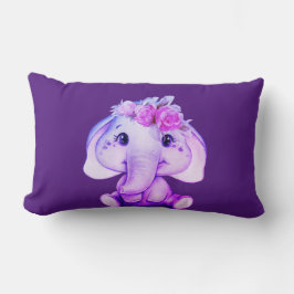 Paarse Floral Crown Elephant Print Pillow Kussen