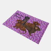 Paarse Floral Dachshund-deur Deurmat (Schuin)