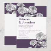  Paarse Floral Dahlia Wedding Uitnodiging (Voorkant / Achterkant)