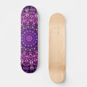 Paarse Floral Damask Pattern Skateboard (Voorkant)
