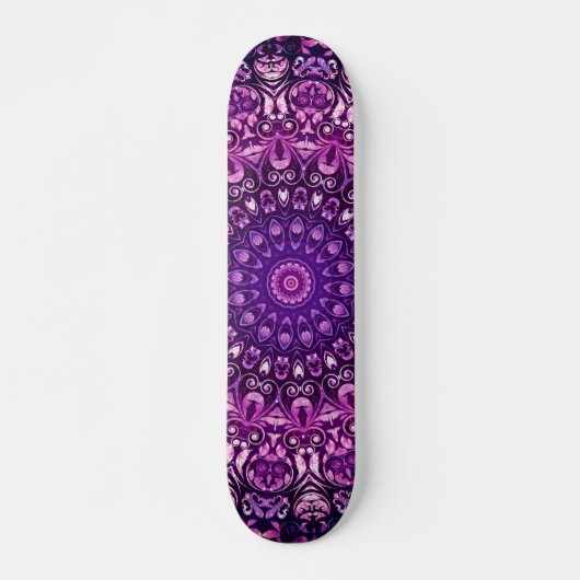 Paarse Floral Damask Pattern Skateboard (Voorkant)