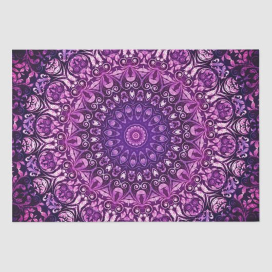 Paarse Floral Damask Pattern Tissuepapier (Voorkant)