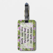 Paarse Floral Easy ID Bagagelabel (Achterkant verticaal)