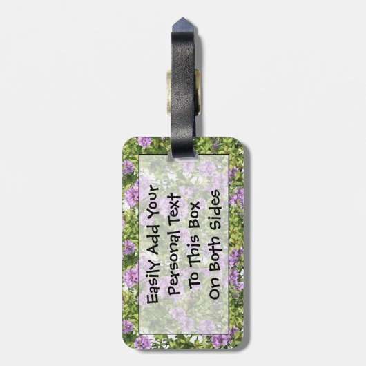 Paarse Floral Easy ID Bagagelabel (Achterkant verticaal)