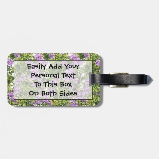 Paarse Floral Easy ID Bagagelabel (Achterkant horizontaal)