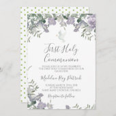 Paarse Floral eerste gemeenschap Kaart (Voorkant / Achterkant)