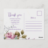 Paarse Floral Elegant Pastel Modern Boho Hartelijk Briefkaart (Achterkant)