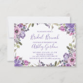 Paarse Floral Elegant Script Bridal Brunch Kaart (Voorkant)