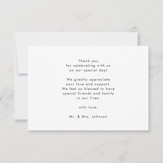 Paarse Floral Elegant Script Foto Hartelijk dank Kaart (Achterkant)