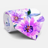 Paarse Floral Elegant Stropdas (Opgerold)