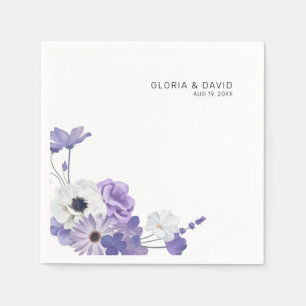 Paarse Floral Elegant Wedding Servet