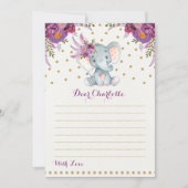 Paarse Floral Elephant Time Capsule Message Card Kaart (Voorkant)