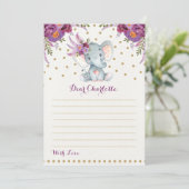 Paarse Floral Elephant Time Capsule Message Card Kaart (Staand voorkant)