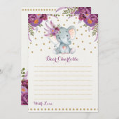 Paarse Floral Elephant Time Capsule Message Card Kaart (Voorkant / Achterkant)