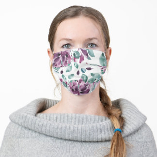 Paarse Floral en groene luifel Stoffen Mondmasker