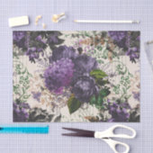 Paarse Floral Ephemera Tissuepapier (Craft)