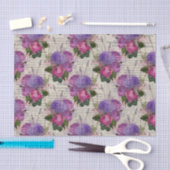 Paarse Floral Ephemera Tissuepapier (Craft)