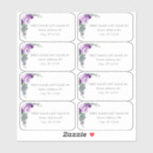 Paarse Floral Eucalyptus Weddenschap Adres Sticker (Vel)