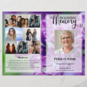 Paarse Floral Funeral Programme sjabloon (Voorkant)