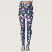 Paarse Floral Garden Patterned | LEGGINGS (Voorkant)
