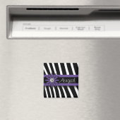 Paarse Floral Gem en Zebra Pattern Magneet (Insitu (Vaatwasser))