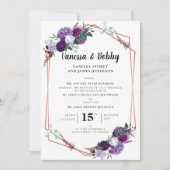 Paarse Floral Geometric Bloom Wedding Kaart (Voorkant)