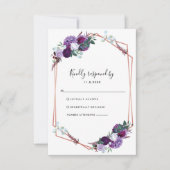 Paarse Floral Geometric Botanical Weddenschap RSVP Kaartje (Voorkant)