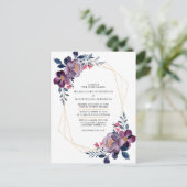 Paarse Floral Geometric Botanical Weddenschap Uitnodiging Briefkaart (Staand voorkant)