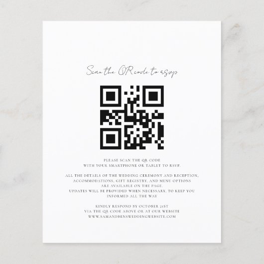 Paarse Floral Geometric Script QR Code Weddenschap (Achterkant)