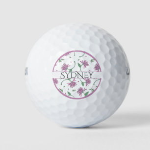 Paarse Floral - Gepersonaliseerde dames Golfballen