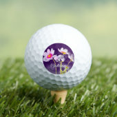 Paarse Floral-gepersonaliseerde naam Golfballen (Insitu Shirt)