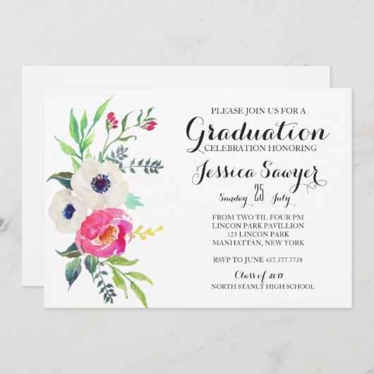 Paarse Floral Gradual Partij Uitnodiging (Voorkant / Achterkant)