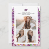 Paarse Floral Graduation Party Kaart (Achterkant)
