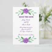 Paarse Floral Greenery Foliage Save the Date Card (Staand voorkant)