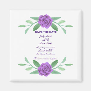 Paarse Floral Greenery Foliage Save the Date Magneet