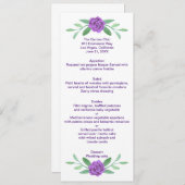Paarse Floral Greenery Foliage Wedding Menu Kaart (Voorkant / Achterkant)
