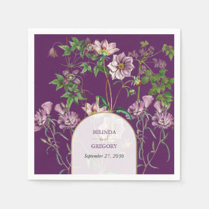 Paarse Floral Greenery Gold Arch Wedding Servet