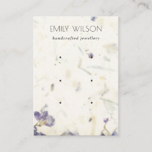 Paarse Floral Handmade Paper Texture 3 Earning Visitekaartje