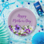 Paarse Floral Happy Moederdag Papieren Bordje (Feest)