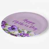 Paarse Floral Happy Moederdag Papieren Bordje (Gekanteld)